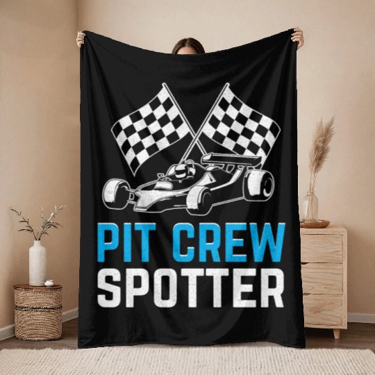 Pit Crew Spotter Race Car Racing Throw Blankets