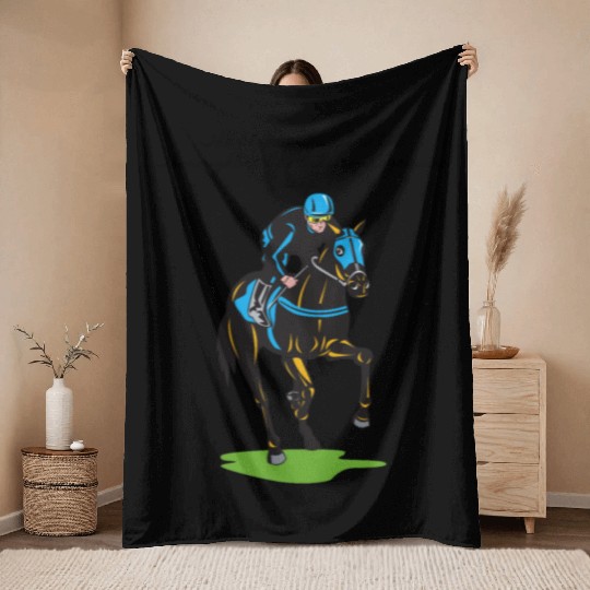 horse racing Throw Blankets
