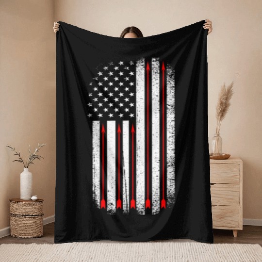 Archery USA American Flag Throw Blankets