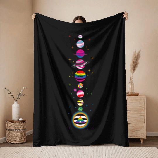 Solar System LGBT Throw Blankets
