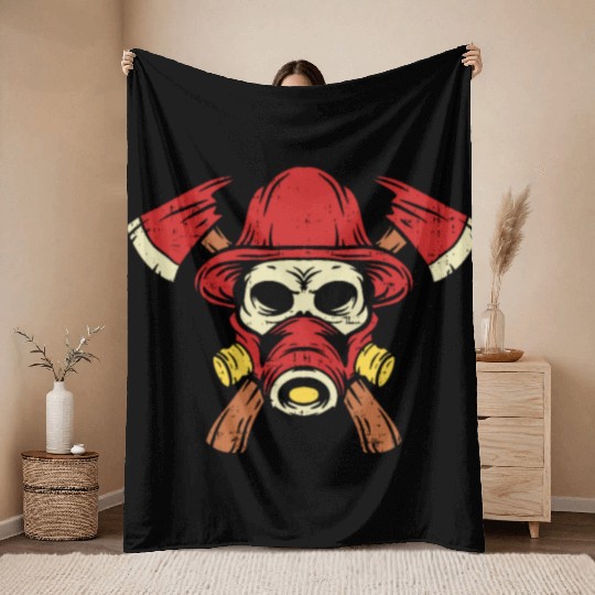 Jobs fireman head and axe Throw Blankets
