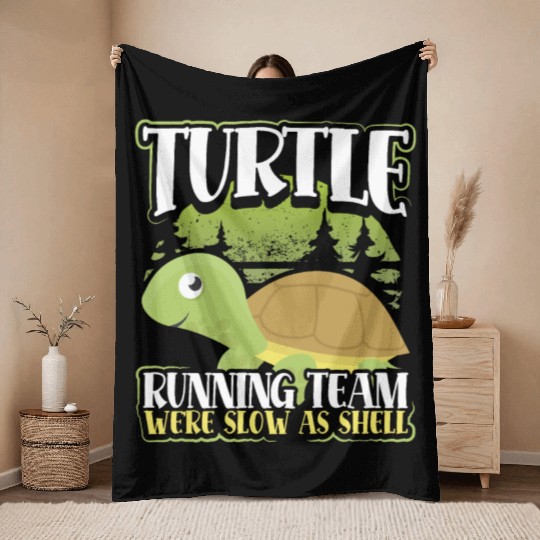 Turtle Running Team Throw Blankets