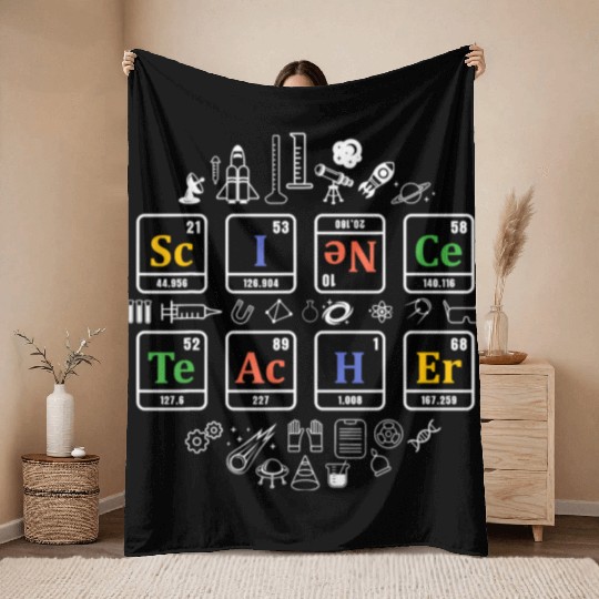 Science teacher periodic table chemistry elements Throw Blankets