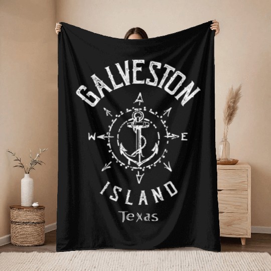 Galveston Island Compass Rose Texas Throw Blankets