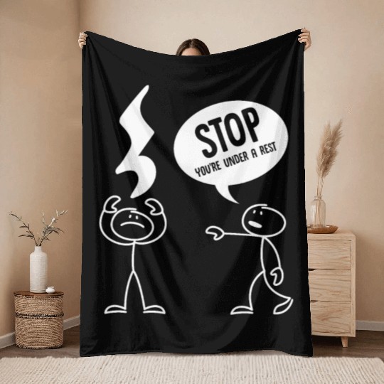Funny Music Teacher Quote Rest Musical Notes Pun Throw Blankets