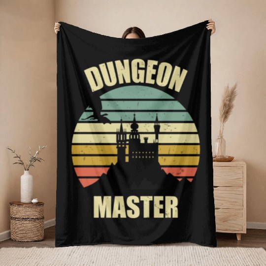 Dungeon Master - Bez I'm DM Smiles Retro Dragon Throw Blankets