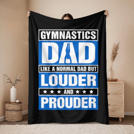 Mens Gymnastics Dad Louder And Prouder Sport Daddy Throw Blankets