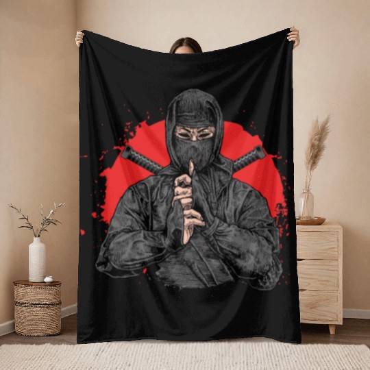 Ninja Samurai Kendo Katana Japan Yakuza Shinobi Throw Blankets