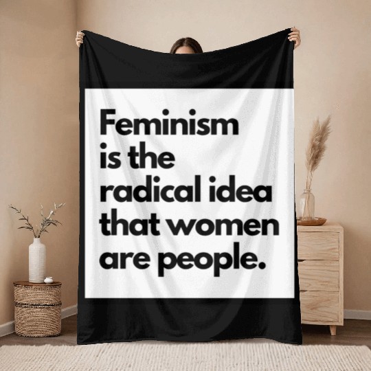 Feminism solid back sticker Throw Blankets