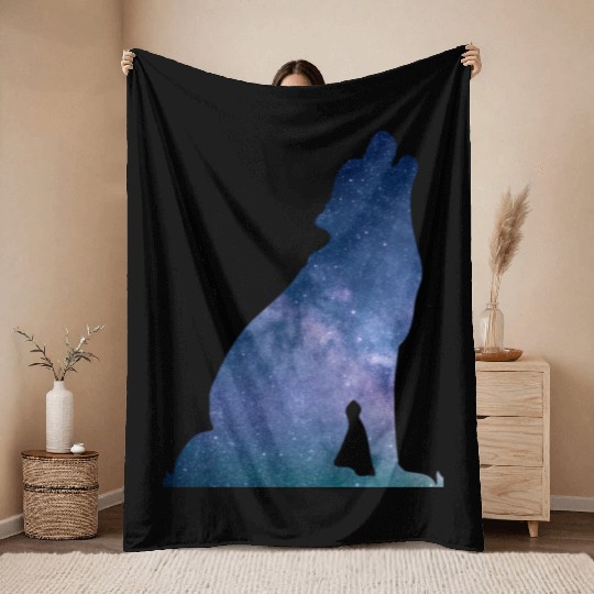 Galaxy Wolf Throw Blankets