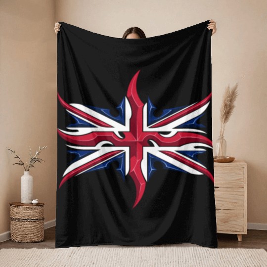 Union Jack British Flag Resistance Style Throw Blankets