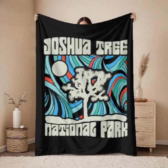Joshua Tree National Park Retro Psychedelic 60S Ho Throw Blankets