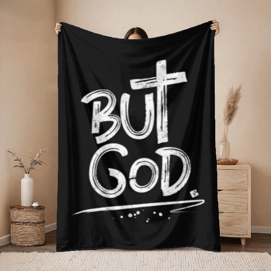 But God Cross Christian Throw Blankets