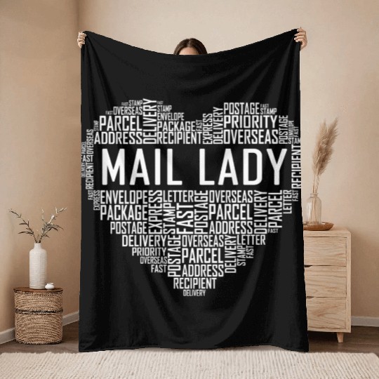 Mail Lady - Heart Throw Blankets