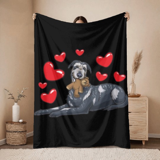 Irish Wolfhound Dog With Stuffed Animal Throw Blankets