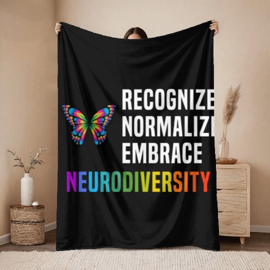 Recognize Embrace Neurodiversity Throw Blankets