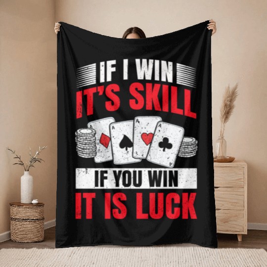 Poker Blackjack Cards Royal Flush Gambling Casino Throw Blankets