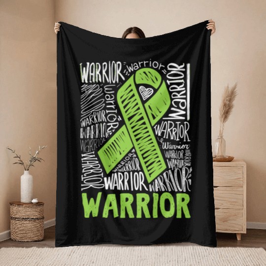 Non-Hodgkins Lymphoma Warrior Lime Green Awareness Throw Blankets