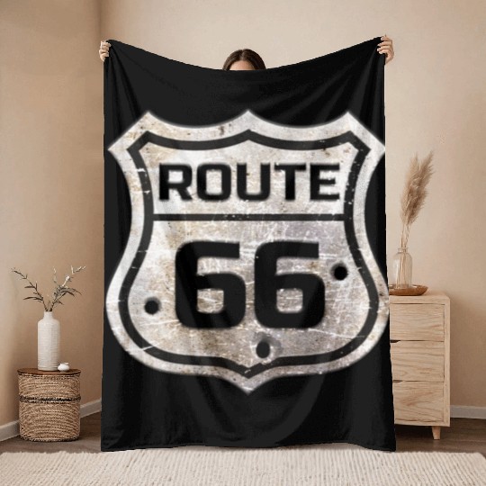 Route 66 Throw Blankets
