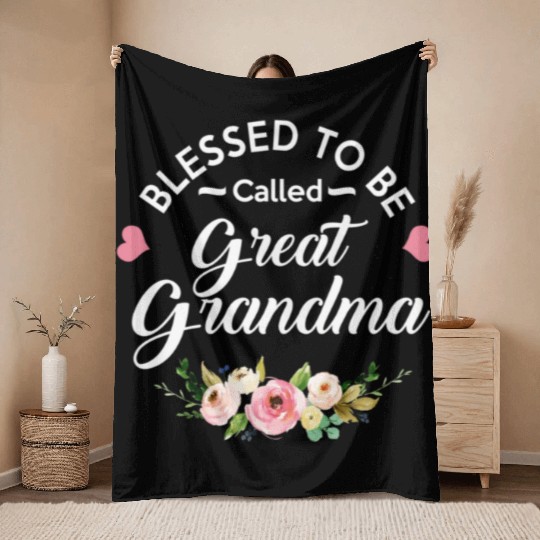 Blessed To Be Called Great Grandma New Grandma bir Throw Blankets
