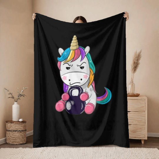 My Therapist Unicorn Workout Funny Gym Summer Throw Blankets