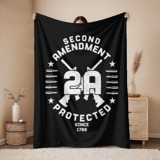 2A 2Nd Amendment Gun Rights Ar-15 BulletGift Throw Blankets