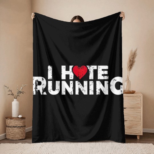 Funny Gifts For Jogging Runners I Hate Running Throw Blankets