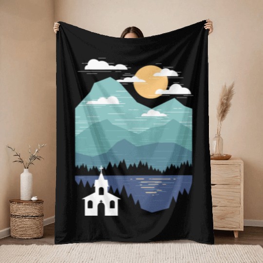Church On The Water Throw Blankets