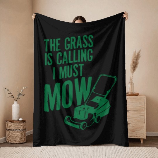 Lawn Mower Lawn Mowing Garden Hobby Gardener Throw Blankets