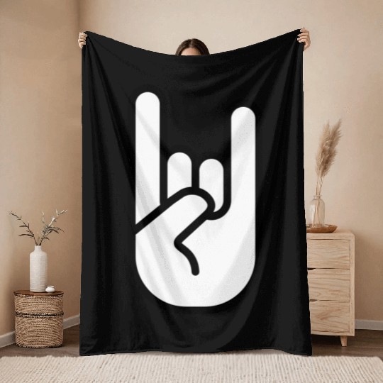 Heavy metal rock hand icon 02 Throw Blankets