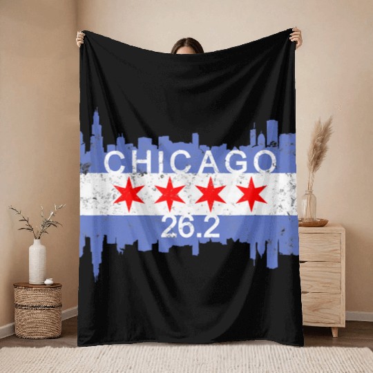 262 Mile Marathon Runner Throw Blankets Chicago Running