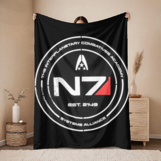 N7 Mass Effect Commander Shepherd Throw Blankets