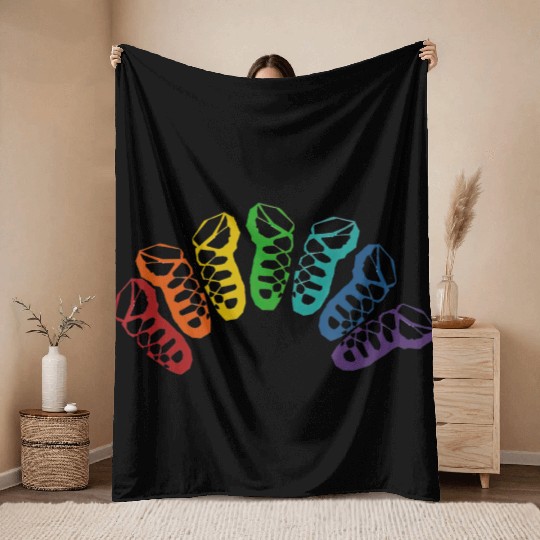 Irish Dance Ghillie Rainbow Throw Blankets