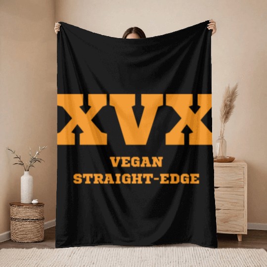 Vegan straight edge gift plants saying Throw Blankets