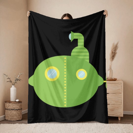 Submarine Lime Throw Blankets
