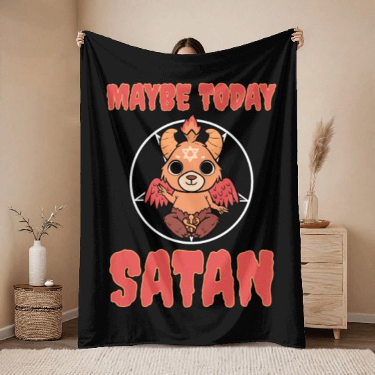 Baphomet Maybe Today Satan Throw Blankets
