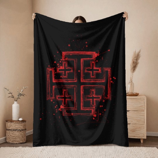 Knights Templar Crusader Cross Throw Blankets