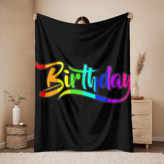 Its my birthday bitches Gay Pride Rainbow LGBT gif Throw Blankets