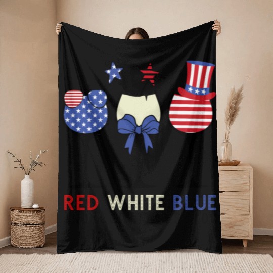 Red White Blue and Cocktails Throw Blankets