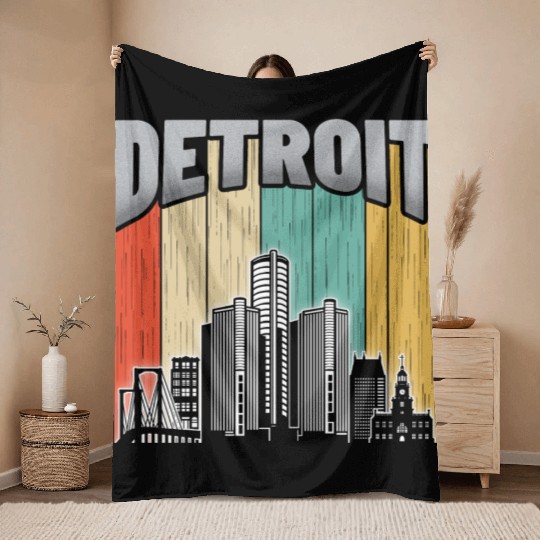 Detroit Michigan Throw Blankets