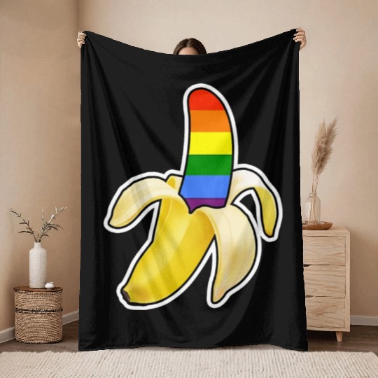 banana rainbow Throw Blankets