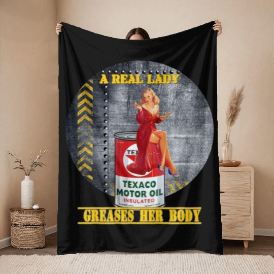 A real lady, texaco Throw Blankets