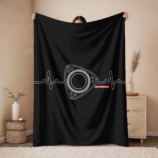 Rx8 Rx7 Heart Beat Dark Throw Blankets