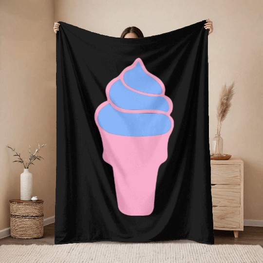 Mint-Strawberry Ice-Cream Con-I Love Ice cream Throw Blankets
