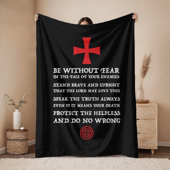 Crusader Knight Knights Templar Code Holy Cross Throw Blankets