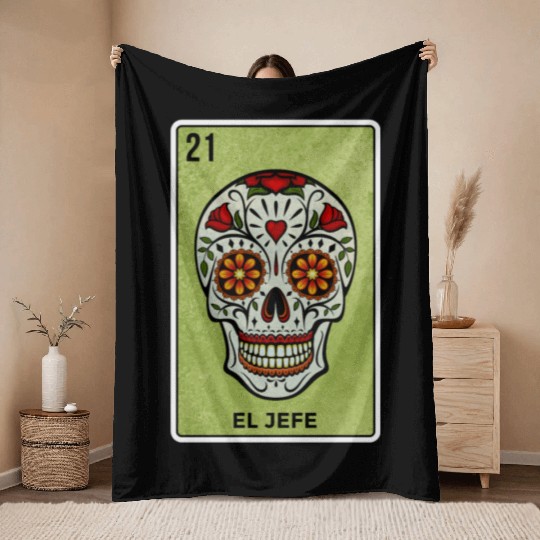 El Jefe Mexican Lottery Card Cinco De Mayo Throw Blankets