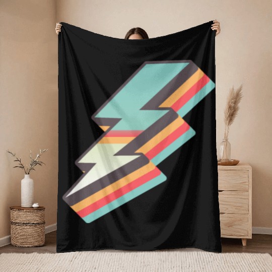 retro vintage lightning bolt Throw Blankets
