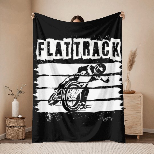 FLAT TRACK MOTORCYCLE racing dirt track speedway Throw Blankets