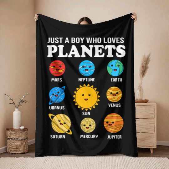 Solar System Science Just A Boy Who Loves Planets Throw Blankets