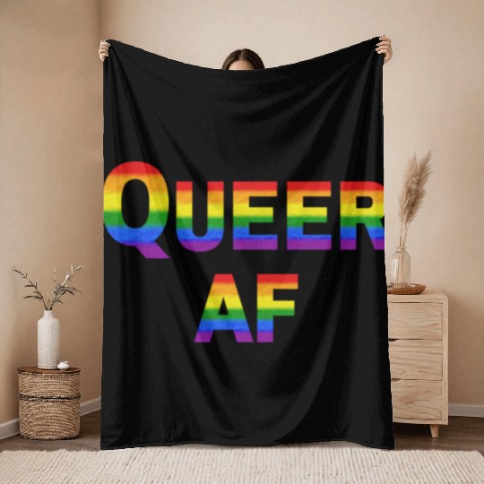 Queer AF Rainbow Spectrum Throw Blankets